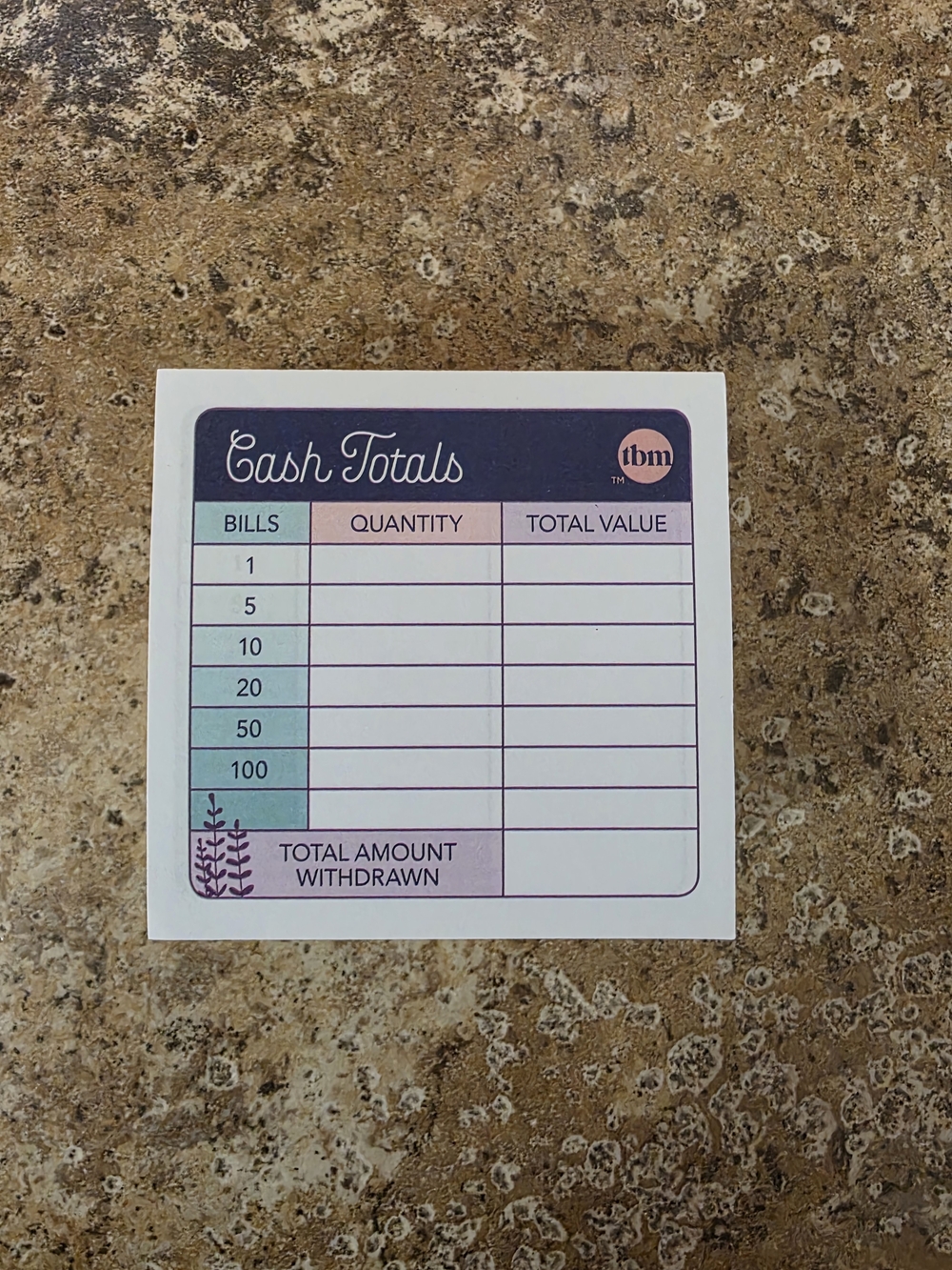The Budget Mom Teller Slips - Purple & Teal